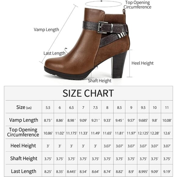 mysoft Ankle Boot Women's Size (5.5-11) Brown Polyurethane (PU) Stacked Heel - Picture 7 of 7